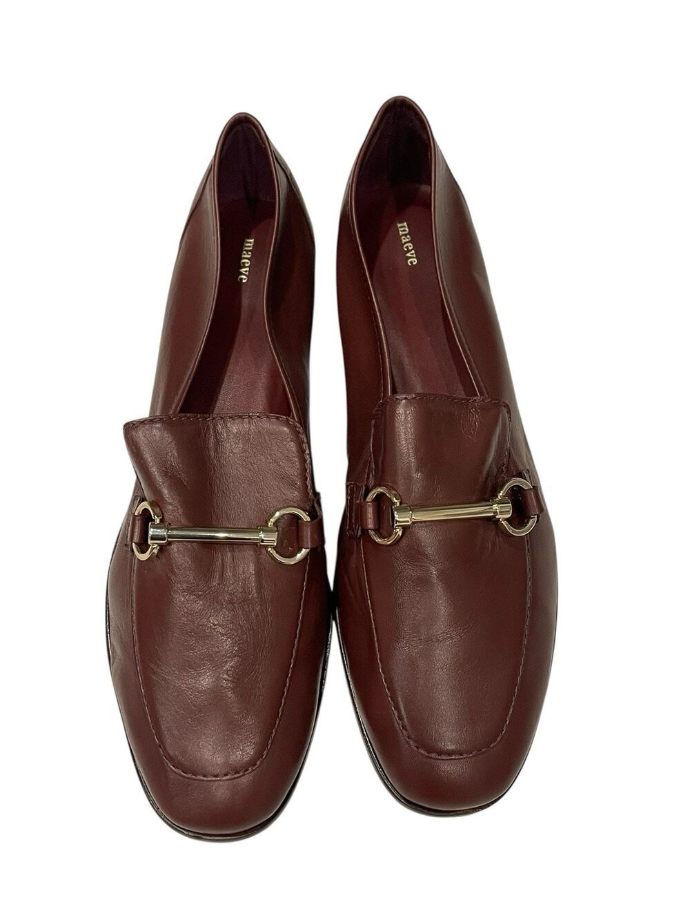 Maeve Horsebit Leather Loafers Wine Red Flats Size 9 Academia Anthropologie